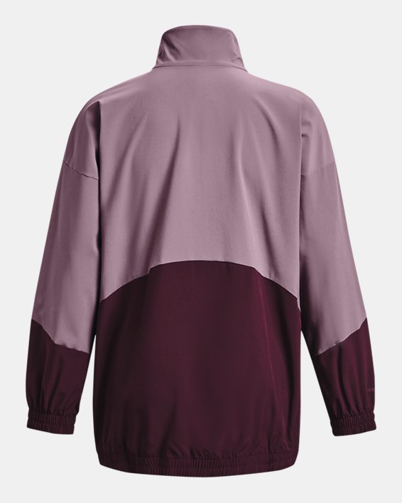 Women's UA Woven Oversized Full-Zip Jacket, Purple, pdpMainDesktop image number 5